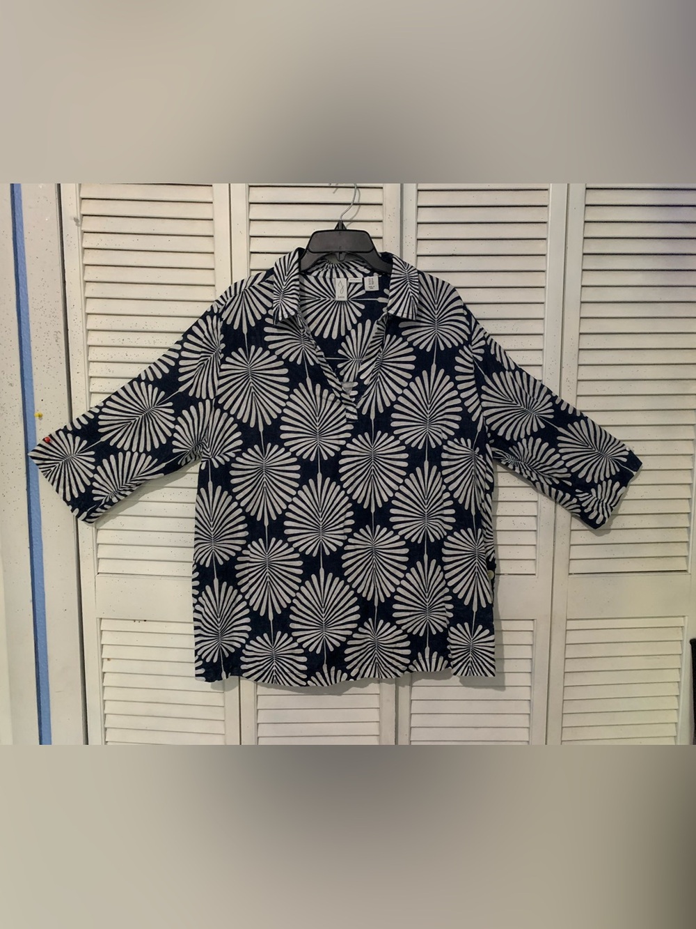 Joie 100% Linen Palm Leaf Print Shirt 1X